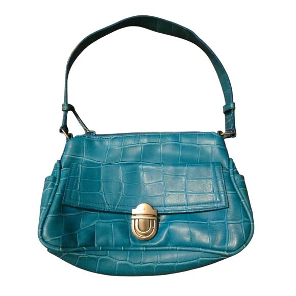 Y2K Elka Handbags Inc Vegan Faux Crocodile Pattern Shoulder Purse 90's VTG - Picture 1 of 12